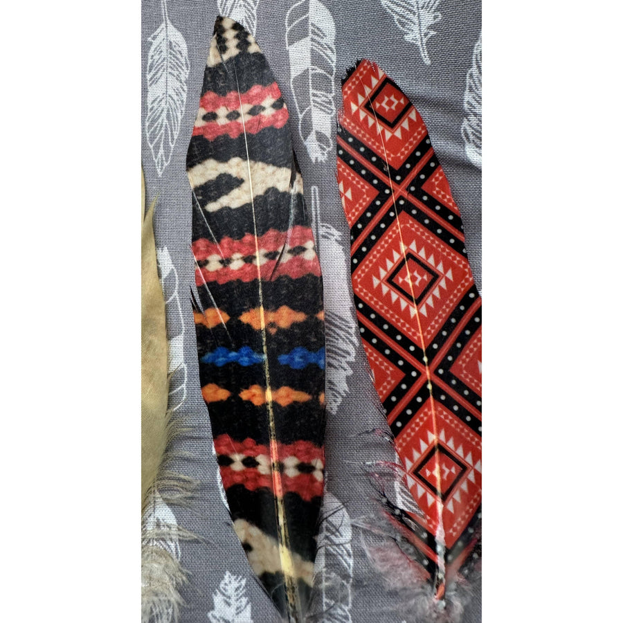 Southwest Print Hat Feather - Western Hat Accessory