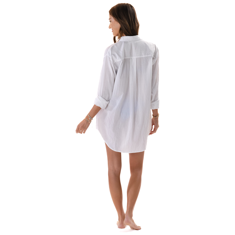 White Boyfriend Button Up: 1-Ply Cotton