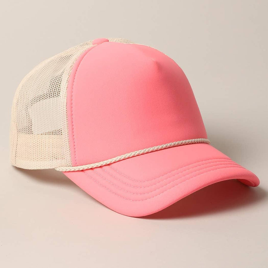 Plain Foam Rope Mesh Back Trucker Hat