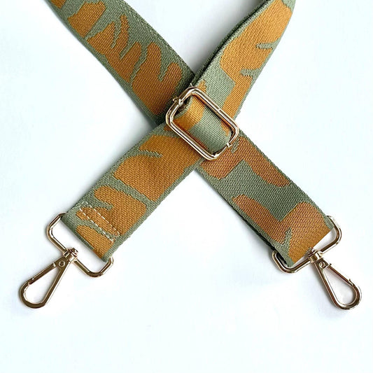 Crossbody Guitar Strap Purse Belt Mustard Leaves