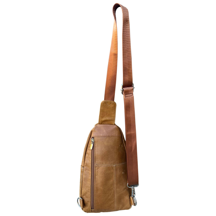 W009Cowhide leather Sling bag with adjustable shoulder strap