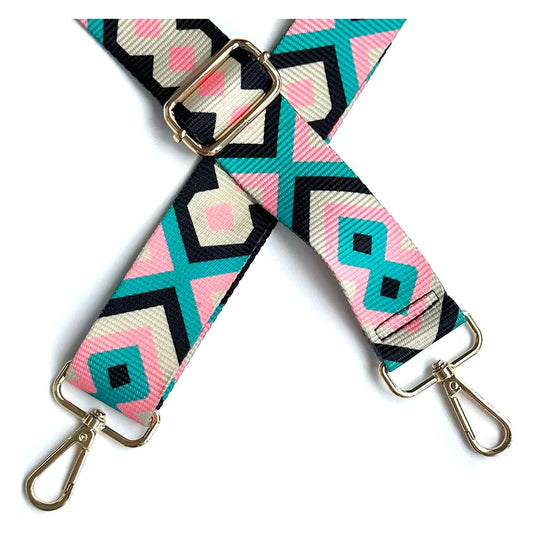 Guitar Belt Crossbody Strap Jacquard Pattern Light Pink