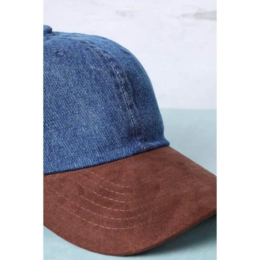 Brown Suede Visor Denim Baseball Cap Hat
