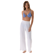 White Wide Leg Cotton Pants