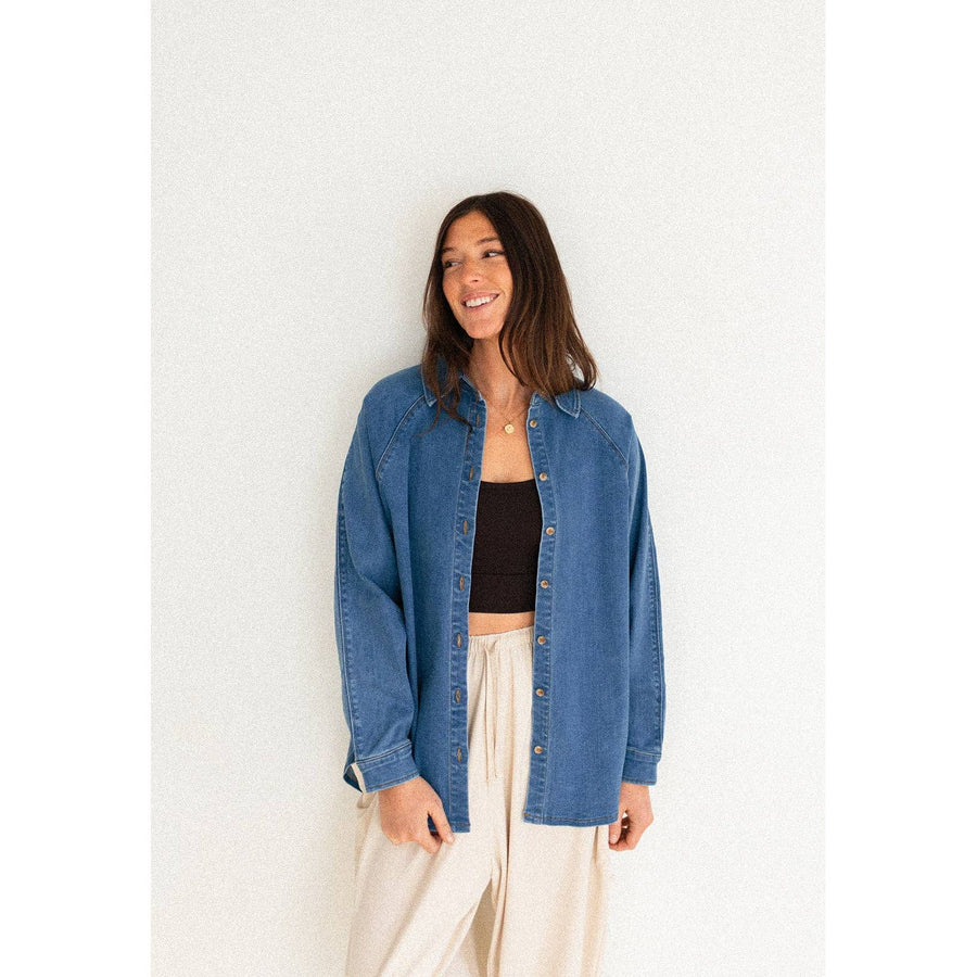 Ladies Denim Button Up Top