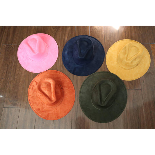 Premium Suede Fedora Hat Stiff Brim