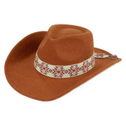 Vegan Felt Southwest Pattern Belt Cowboy Hat