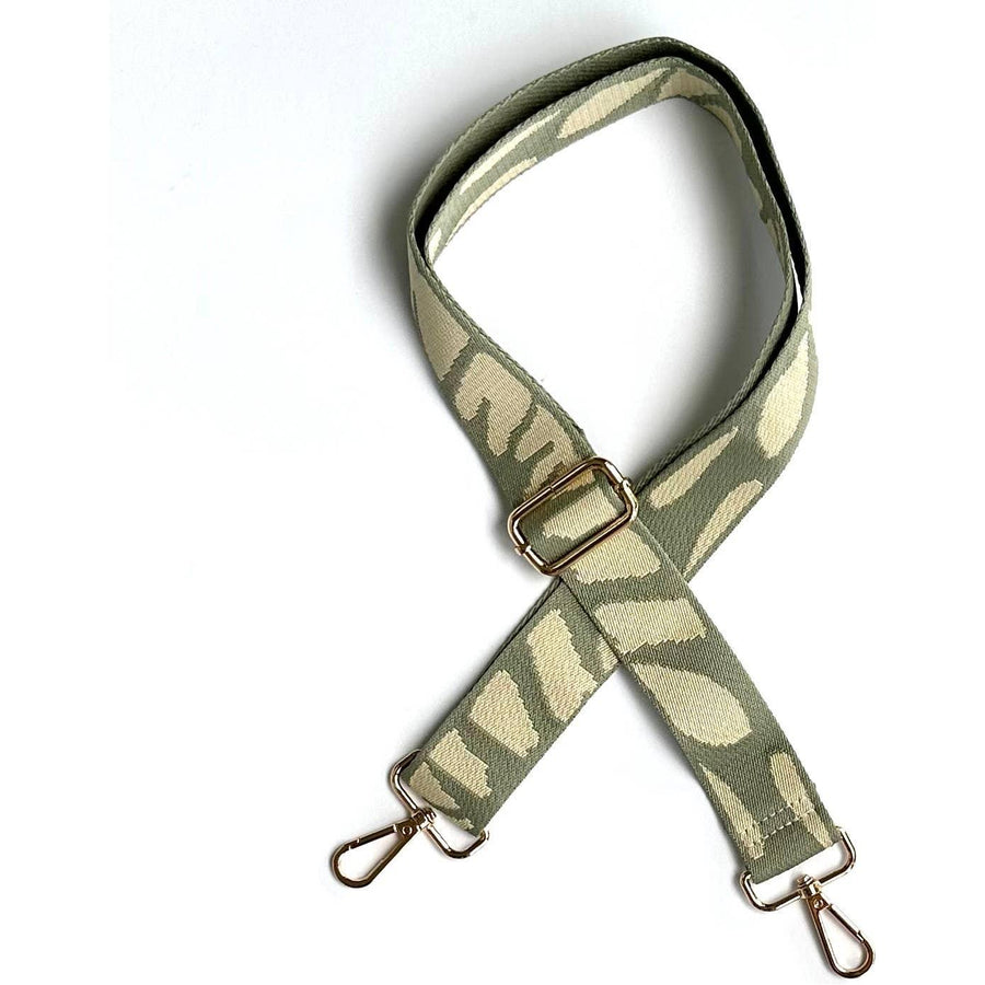 Crossbody Guitar Strap Purse Belt Beige Leaves