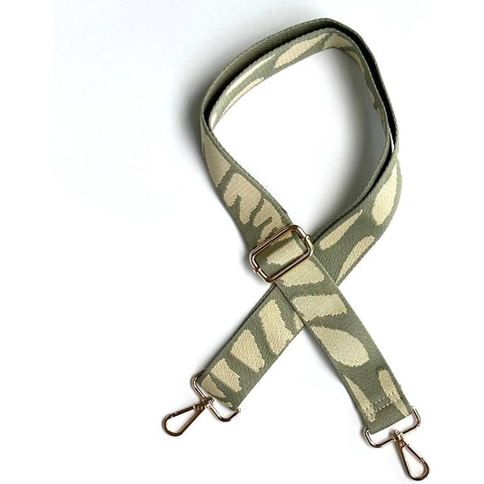 Crossbody Guitar Strap Purse Belt Beige Leaves