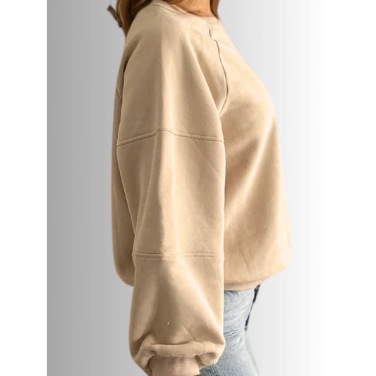 Cece Crew Neck Fleece in Camel