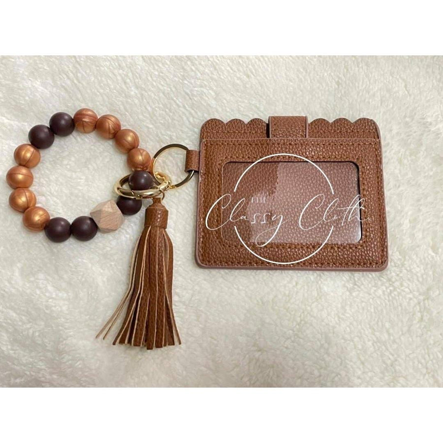 Wristlet Keychain Wallet - Tan RTS