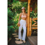 White Wide Leg Cotton Pants