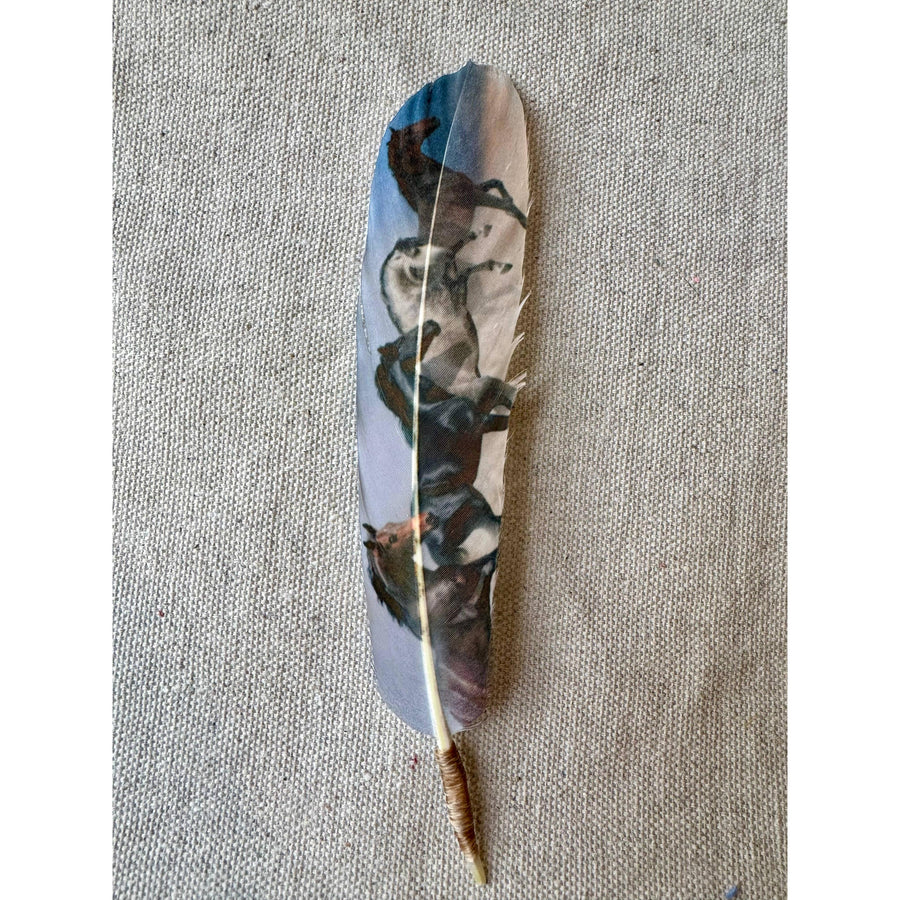 Two Tone Wild Horses Hat Feather - Western Hat Accessory