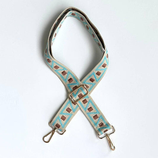 Guitar Strap Crossbody Belt Geometric Aqua Brown