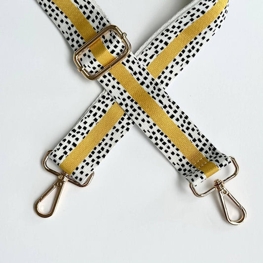 Crossbody Guitar Strap Purse Belt Mustard Stripe