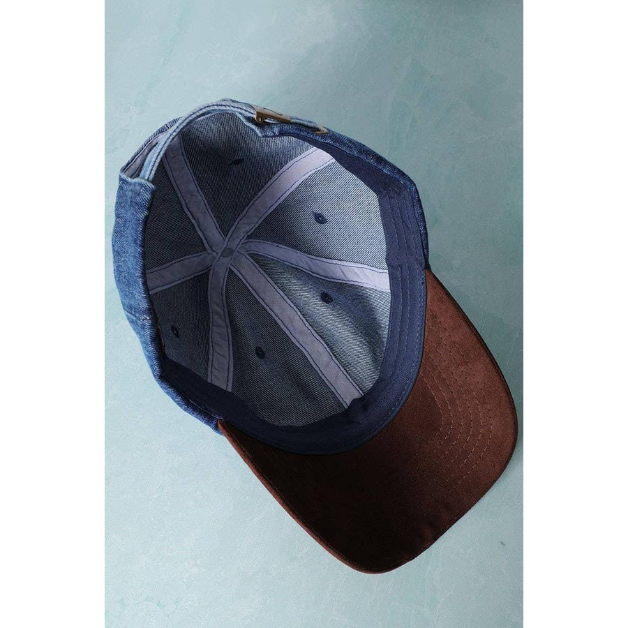 Brown Suede Visor Denim Baseball Cap Hat