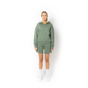 Unisex Drop Shoulder 1/2 Zip Hoodie - Dusty Green