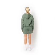 Unisex Drop Shoulder 1/2 Zip Hoodie - Dusty Green