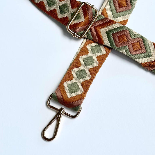 Guitar Belt Crossbody Woven Strap Jacquard Brown