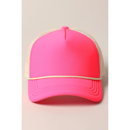 Plain Foam Rope Mesh Back Trucker Hat