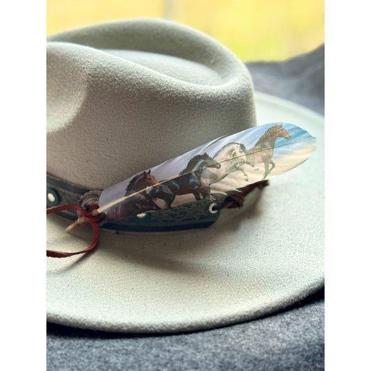 Two Tone Wild Horses Hat Feather - Western Hat Accessory