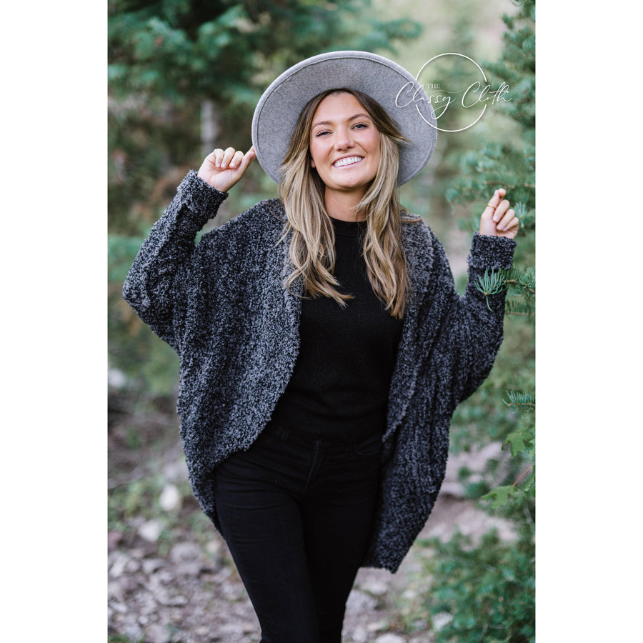 Wool Blend Wide Brim Hat w/ Belt - Grey RTS