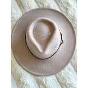 Wool Blend Wide Brim Hat w/ Belt - Light Tan RTS