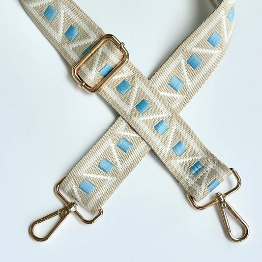 Guitar Strap Crossbody Belt Geometric White Blue