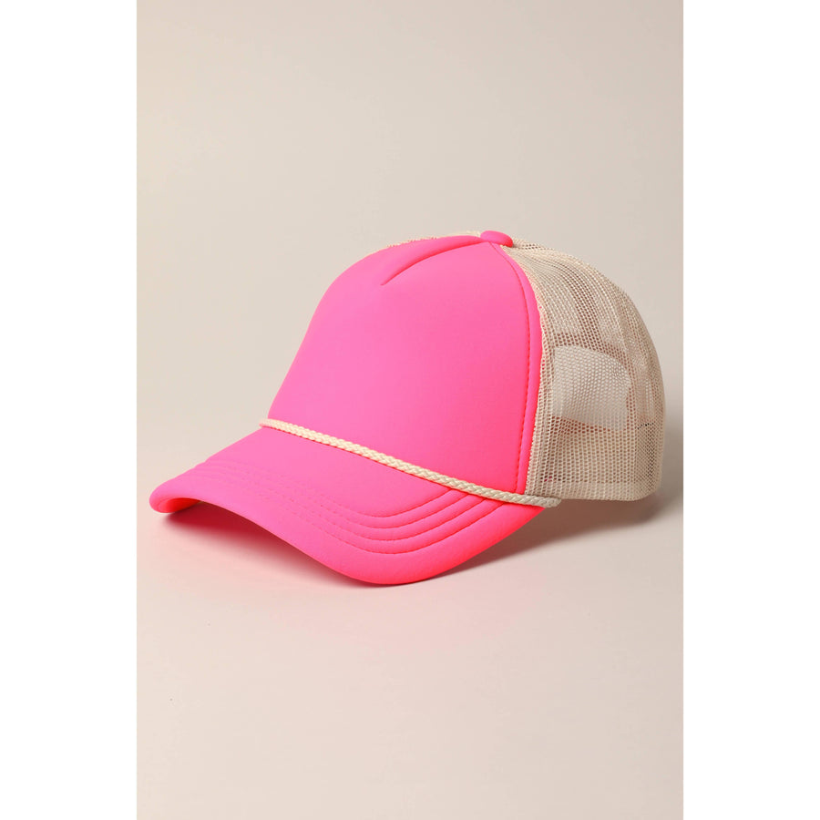 Plain Foam Rope Mesh Back Trucker Hat