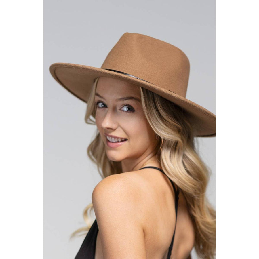 100 Percent Wool Leather Trim Panama Hat