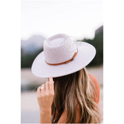 Wool Blend Wide Brim Hat w/ Belt - Light Tan RTS