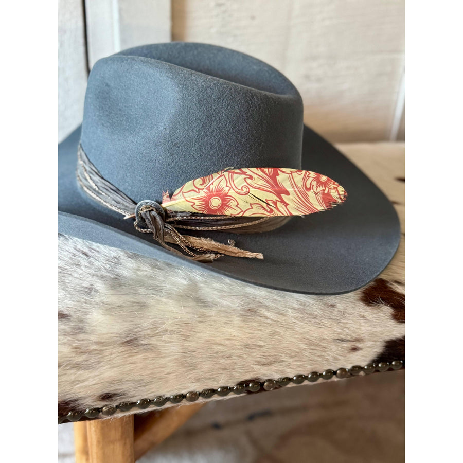 Western Floral Hat Feather - Western Hat Accessory