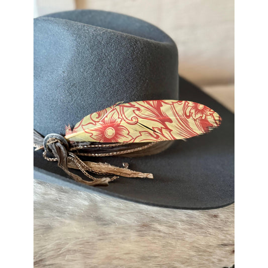 Western Floral Hat Feather - Western Hat Accessory
