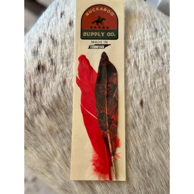 Western Crimson Floral Hat Feather - Western Hat Accessory