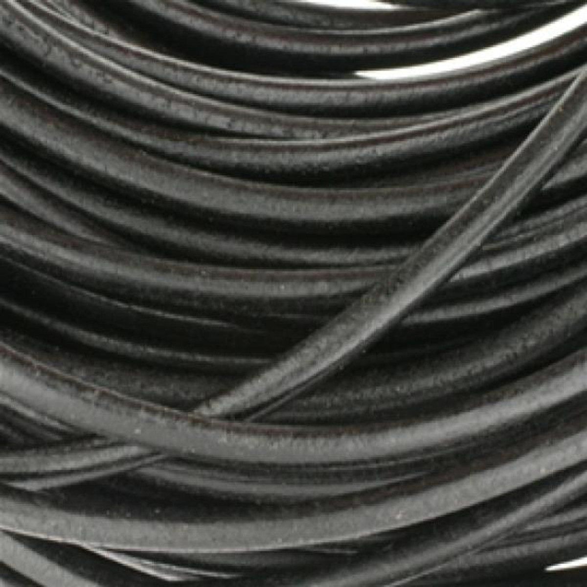 Black Round Leather Cord 3.0mm - Farmhouse Creations