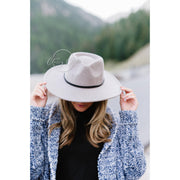 Wool Blend Wide Brim Hat w/ Belt - Light Tan RTS