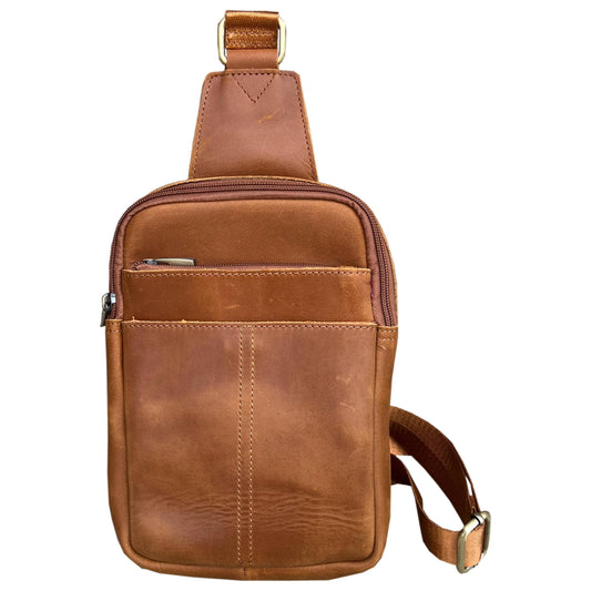 Unisex Crazy Horse Leather Crossbody Bag