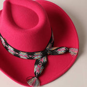 Vegan Felt Southwest Pattern Belt Cowboy Hat