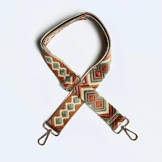 Guitar Belt Crossbody Woven Strap Jacquard Brown