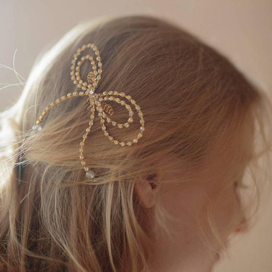 Bow U Pin Hair Clip - Gold Rhinestone Hair Accessories