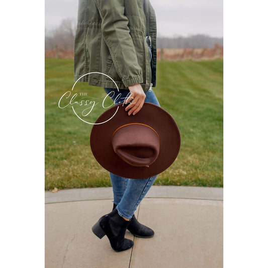 Wide Brim Hat w/ Belt - Mocha RTS