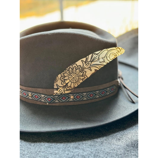 Western Scroll Hat Feather - Western Hat Accessory