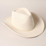 Western Corduroy Braided Band Cowboy Panama Hat