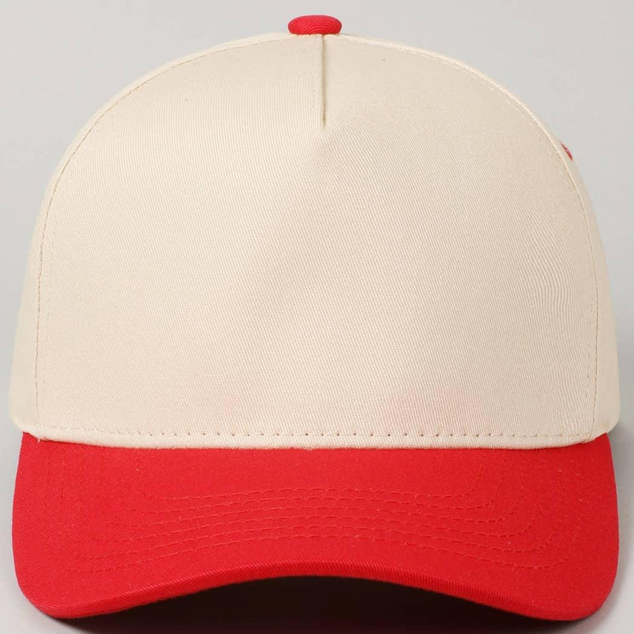 Plain Two Tone Canvas Cotton Baseball Cap
