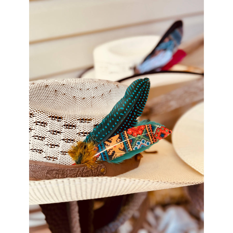 Western Beads Hat Feather - Western Hat Accessory