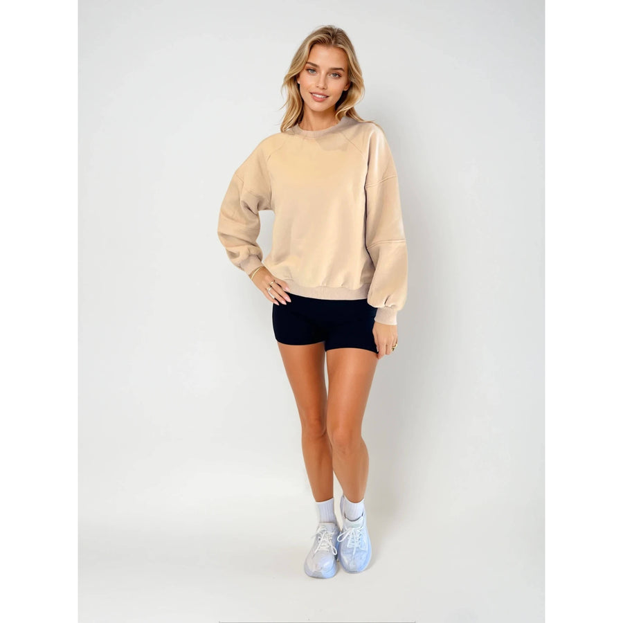 Cece Crew Neck Fleece in Camel
