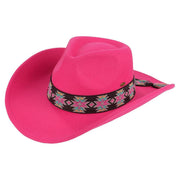 Vegan Felt Southwest Pattern Belt Cowboy Hat