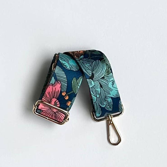 Crossbody Guitar Strap Woven Tropical Flower