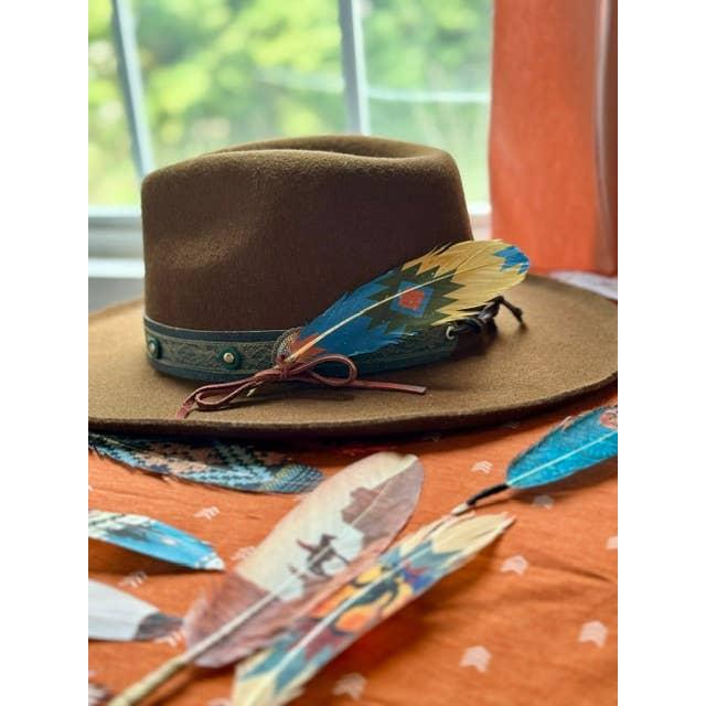 Southwestern Diamond Hat Feather - Western Hat Accessory