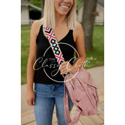 Crossbody Guitar Strap - Hot Pink Black Aqua Geo RTS
